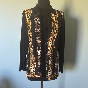 Leopard Print Misook Women's Jacket